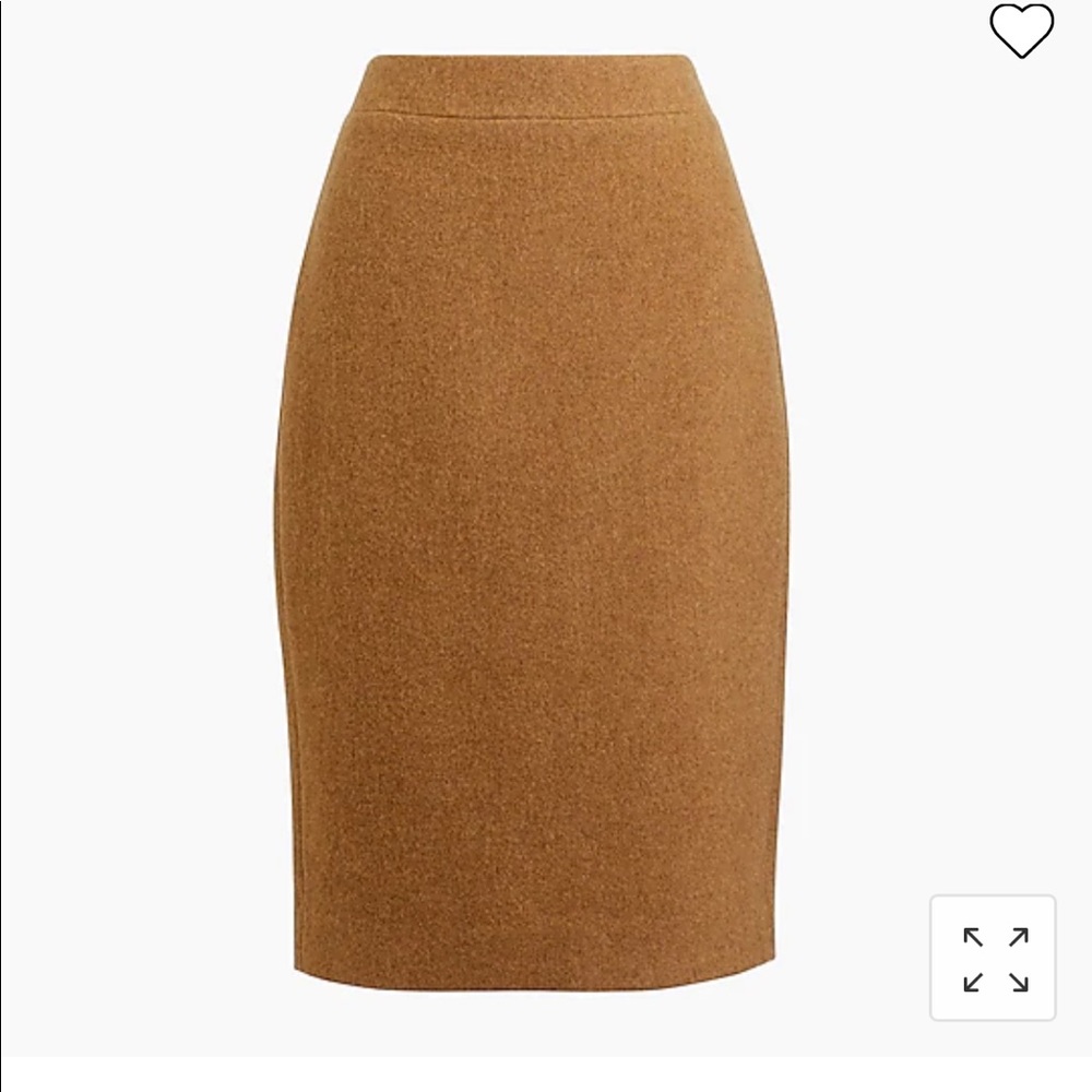 J Crew Wool Blend Pencil Skirt Camel Brown sz 2